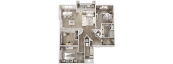 3 Bed 2 Bath 1423 sq ft Floor Plan at The View on Collins, Lansing