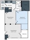 1 Bedroom 1 Bathroom Floor Plan 1 Bedroom 1 Bathroom Floor Plan at Waterford Place Apartments, Memphis