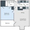 1 Bed 1 Bath Floor Plan 1 Bed 1 Bath Floor Plan at Waterford Place Apartments, Tennessee