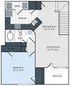 1 Bedroom 1 Bath Floor Plan 1 Bedroom 1 Bath Floor Plan at Waterford Place Apartments, Tennessee, 38125