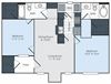 2 Bed 2 Bath Floor Plan 2 Bed 2 Bath Floor Plan at Waterford Place Apartments, Memphis, TN, 38125