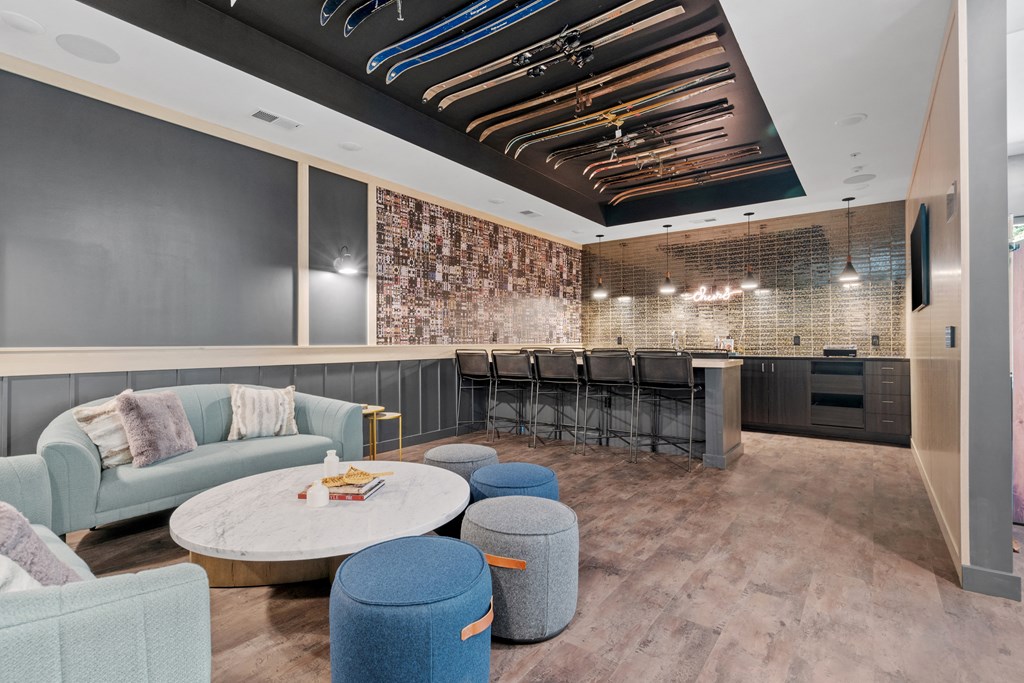 a seating area with couches at The Lodge at Overland, Rochester, MN