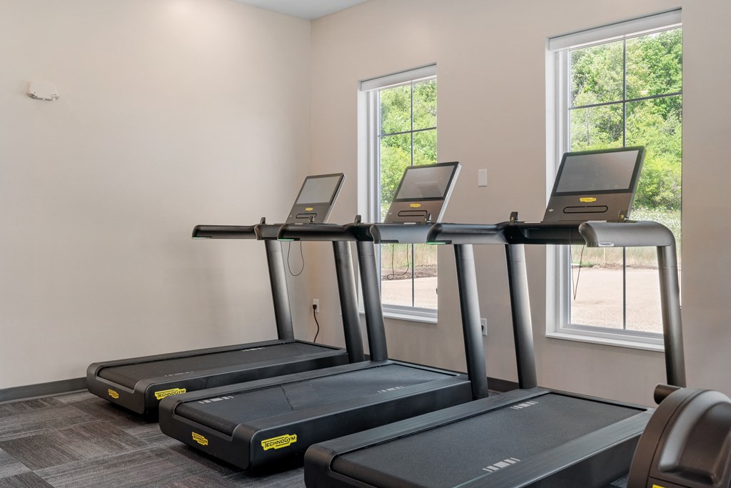 a room with three treadmills at The Lodge at Overland, Minnesota