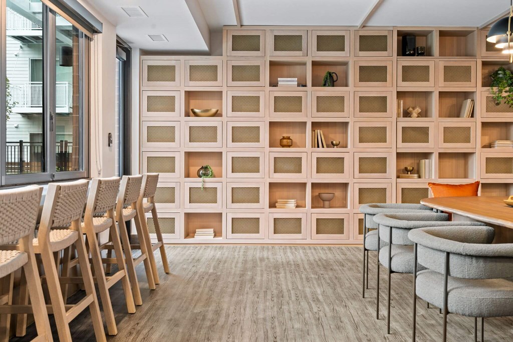 Resident Lounge Overlooking at The Hallon apartments, Hopkins