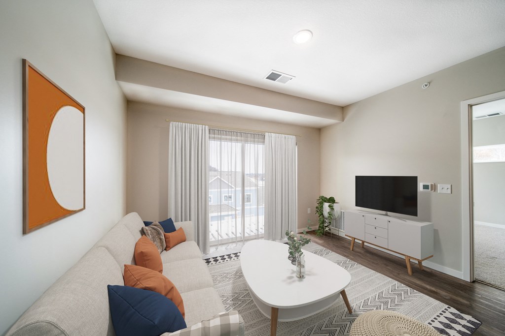 Living room at The Lodge at Overland, Rochester, Minnesota