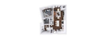 Latham 1 bedroom 1 bathroom floor plan at The Hallon Apartments, Hopkins, Minnesota