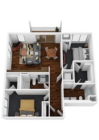 2 bed 2 bath Aspen Floor Plan at The Lodge at Overland, Rochester