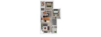 B1 - Cottonwood Floor Plan at Riverset Apartments, Memphis, TN, 38103