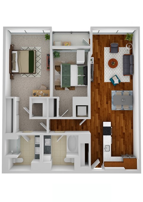 B1 2 Bed 2 Bath Floor Plan at Optima Old Orchard Woods, Skokie, Illinois