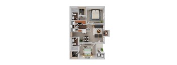 a 3d floor plan of a house with a bedroom and living room
