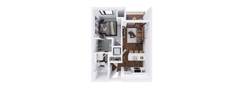 Heritage 1 bedroom 1 bathroom floor plan  at The Hallon Apartments, Hopkins