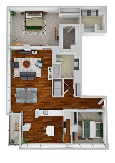 B11 2 Bedroom 2 Bathroom Floor Plan at Optima Old Orchard Woods, Skokie, IL, 60077