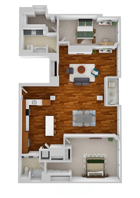B12 2 bedroom 2 bath Floor Plan at Optima Old Orchard Woods, Skokie, IL