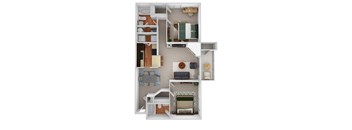 B2 - River Birch Floor Plan at Riverset Apartments, Memphis, 38103