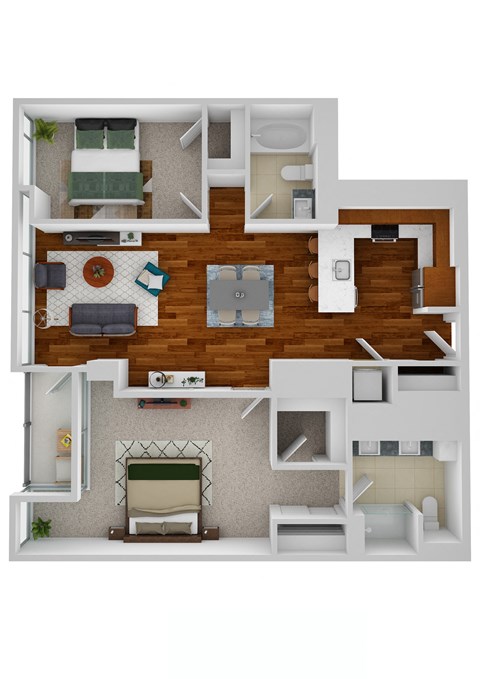 B2 2 Bedroom 2 Bathroom Floor Plan at Optima Old Orchard Woods, Skokie