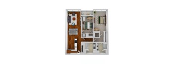 B3 2 Bed 2 Bath Floor Plan at Optima Old Orchard Woods, Illinois