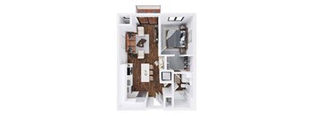 Amber 1 bedroom 1 bathroom floor plan at The Hallon Apartments,Minnesota, 55343