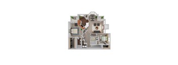a 3d floor plan of a house with a bedroom and a living room