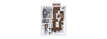 Canby 1 bedroom 1 bathroom floor plan at  The Hallon Apartments, Hopkins,MN
