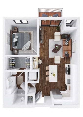 Canby 1 bedroom 1 bathroom floor plan at  The Hallon Apartments, Hopkins,MN