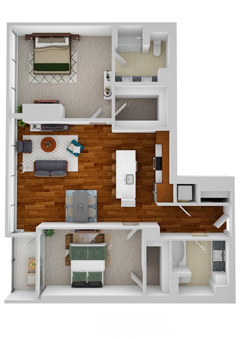 B6 2 Bedroom 2 Bathroom Floor Plan at Optima Old Orchard Woods, Skokie, IL