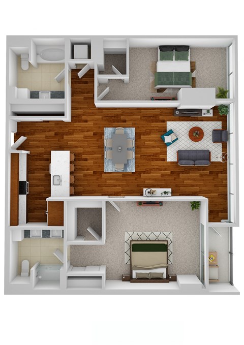 B7 2 Bed 2 Bath Floor Plan at Optima Old Orchard Woods, Skokie, 60077