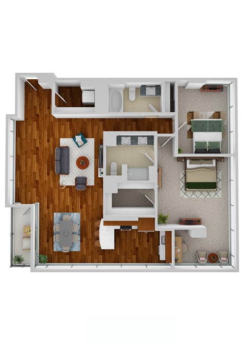 B9 2 Bed 2 Bath Floor Plan at Optima Old Orchard Woods, Illinois