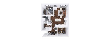 Willamette 1 bedroom 1 bathroom floor plan at The Hallon Apartments, Hopkins