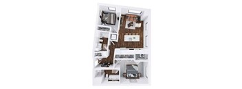 Blis 2 bed 2 bathroom floor plan at The Hallon Apartments,Minnesota, 55343