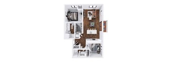 Huron 2 bed 2 bathroom floor plan  at The Hallon Apartments, Hopkins