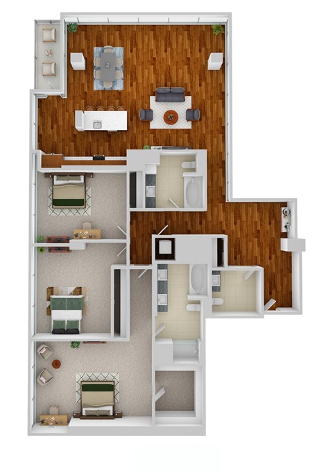 C3 3 Bed 2.5 bath Floor Plan at Optima Old Orchard Woods, Skokie