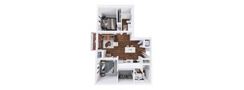 Honey 2 bed 2 bathroom floor planat The Hallon Apartments,Minnesota, 55343