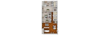 C4 3 Bed 2.5 bath Floor Plan at Optima Old Orchard Woods, Skokie, Illinois
