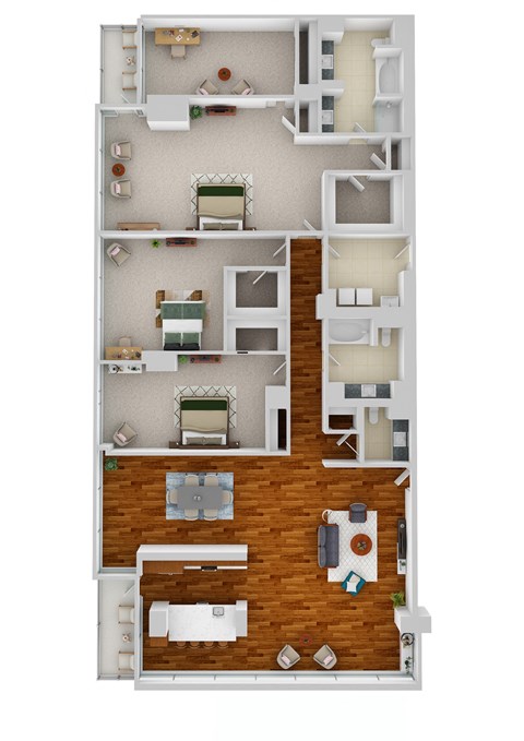 C4 3 Bed 2.5 bath Floor Plan at Optima Old Orchard Woods, Skokie, Illinois