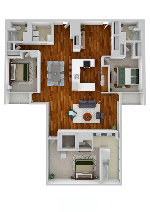 C5 3 Bed 3 Bath Floor Plan at Optima Old Orchard Woods, Skokie, IL
