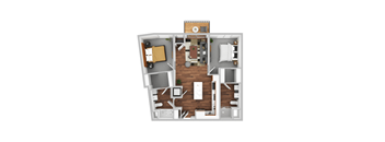 Polana 2 Bed 2 Bath Floor Plan at The Hallon, Hopkins, MN
