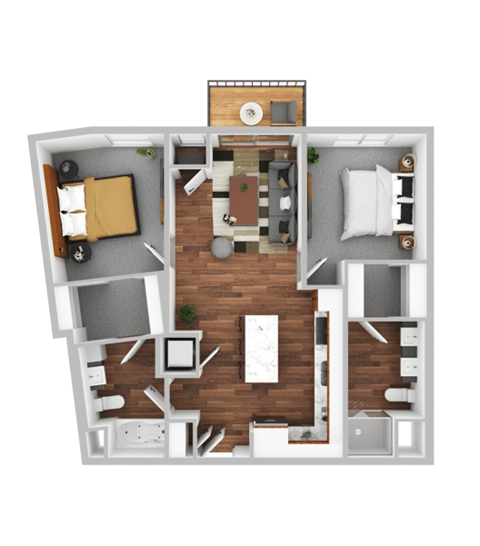 Polana 2 Bed 2 Bath Floor Plan at The Hallon, Hopkins, MN