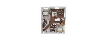 Canal 2 Bedroom 2 Bathroom Floor Plan at Residences at The Streets of St. Charles in Missouri