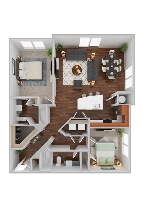 Canal 2 Bedroom 2 Bathroom Floor Plan at Residences at The Streets of St. Charles in Missouri