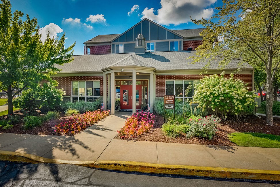 Clubhouse Exterior at The Pointe at St. Joseph Apartments, South Bend, 46617
