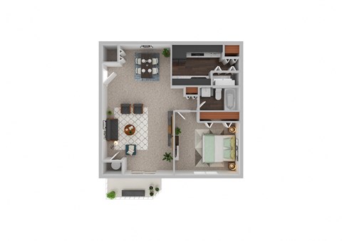 a floor plan of a house with a bedroom and a living room