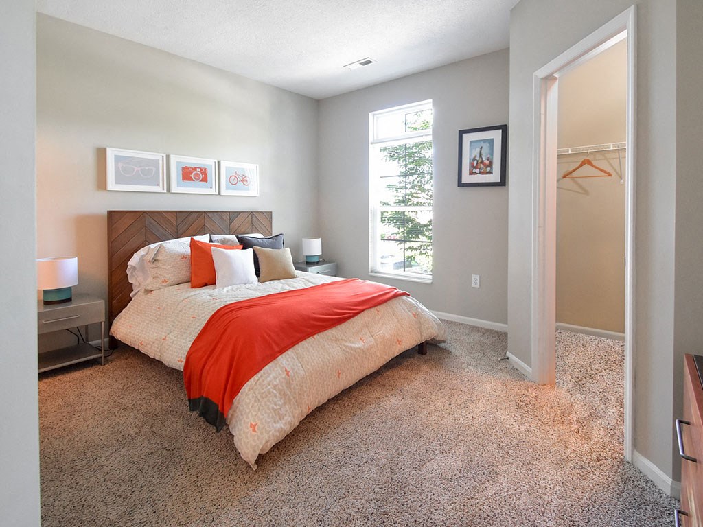 Beautiful Bright Bedroom With Wide Windows at Central Park Apartments in Worthington, Columbus, OH