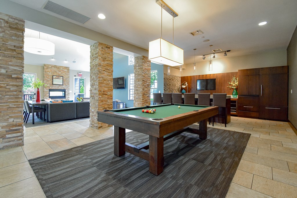 A pool table in the clubhouse at Park Laureate Apartments, Louisville, KY, 40220