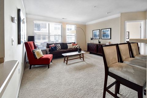 Living Room With Dining Area at Kenyon Square Apartments, Westerville, OH, 43082