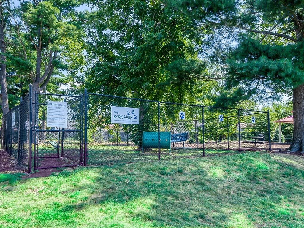 Dog park and pet stations at Waterchase Apartments, Wyoming