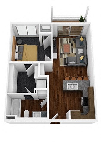1 bed 1 bath Durango Floor Plan at The Lodge at Overland, Minnesota