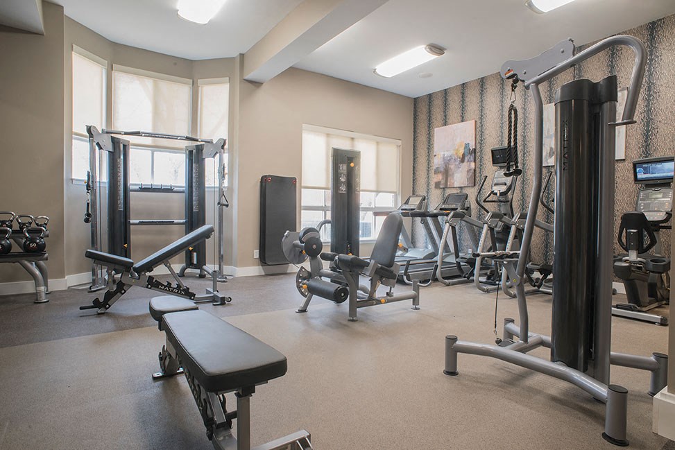 Fitness Center Strength and Conditioning Equipment at The Pointe at St. Joseph Apartments, Indiana