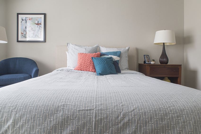 Bedroom at The Pointe at St. Joseph Apartments, South Bend, Indiana Bedroom at The Pointe at St. Joseph Apartments, South Bend, Indiana