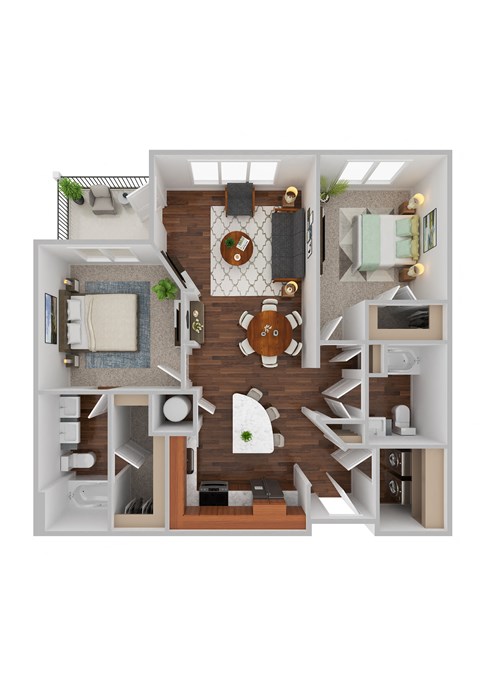 Lombard 2 Bed 2 Bath Floor Plan at Residences at The Streets of St. Charles in St. Charles
