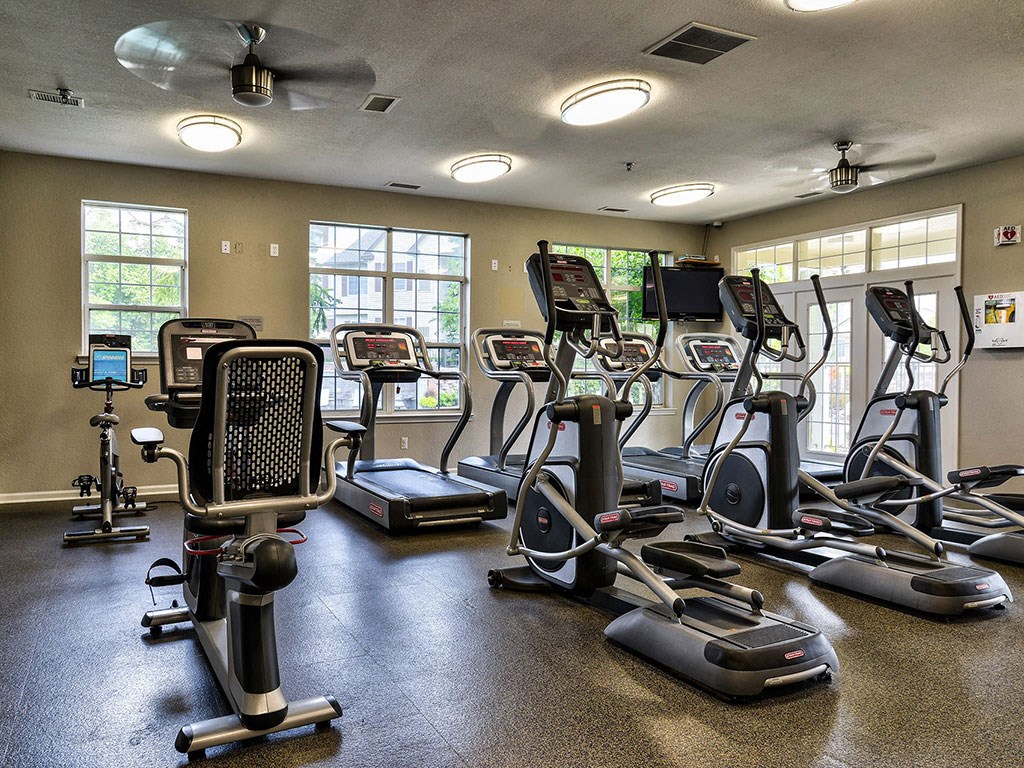 Gym interior at The Villas at Main Street, Michigan, 48103